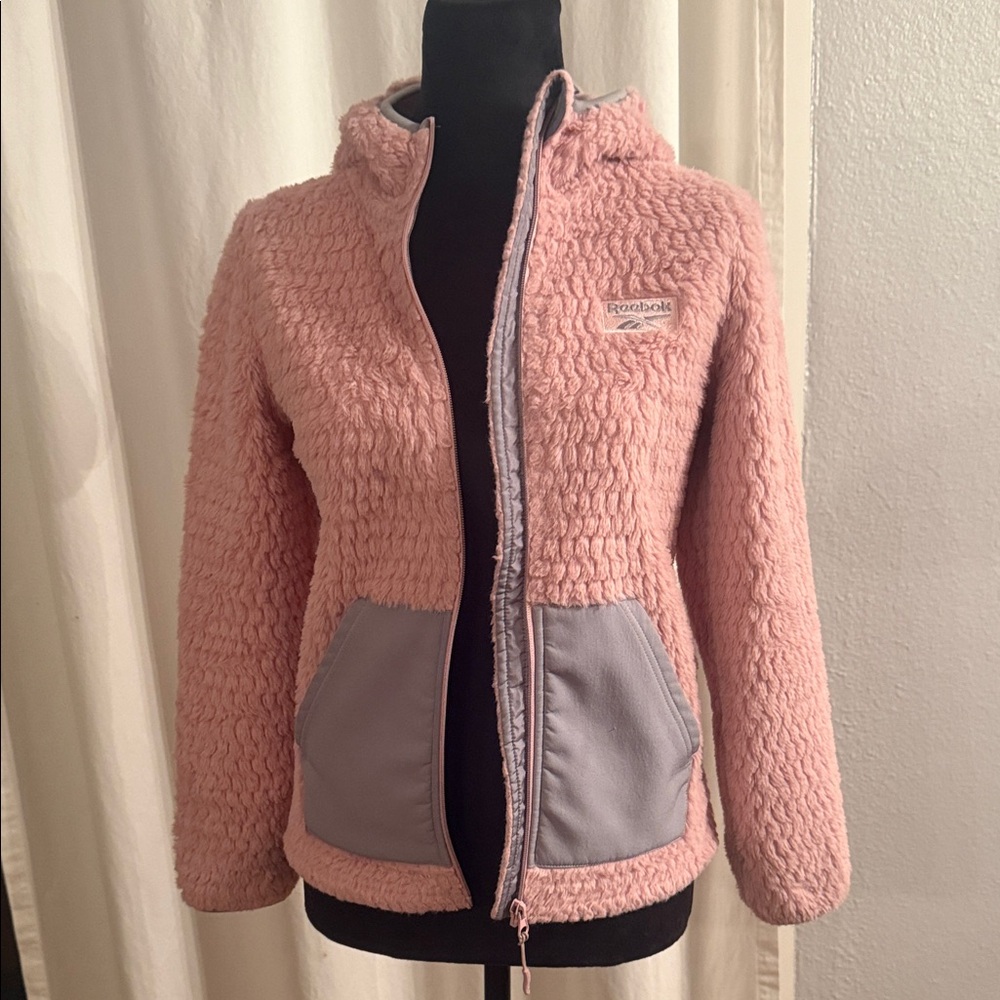 Reebok Blush Sherpa Jacket with Slate Accents